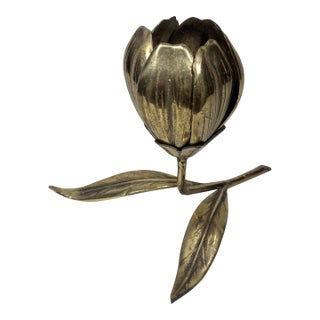 1960s Mid-Century Modern Brass Lotus Flower Ashtray / Catchall For Sale