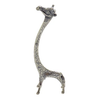 Vintage Italian Handmade Silver Stylized Giraffe with Long Neck, Tuscany, Italy, 1980s For Sale