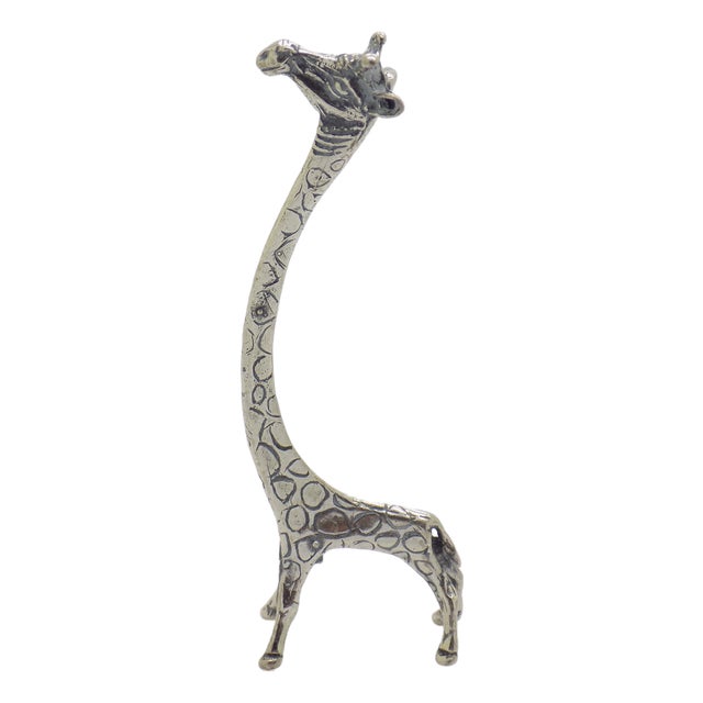 Vintage Italian Handmade Silver Stylized Giraffe with Long Neck, Tuscany, Italy, 1980s For Sale