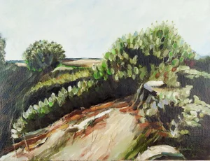 Mid 20th Century Impressionist Hillside Landscape Painting
