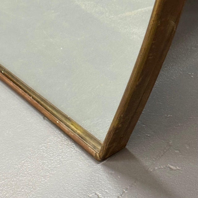 Brass Osvaldo Borsani Attr, Monumental Wall Mirror, Tinted Mirror, Brass, Italy, 1940s For Sale - Image 8 of 14