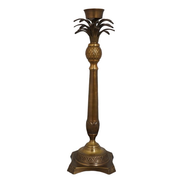 Brass Palm Tree Design Candle Stick Holder For Sale