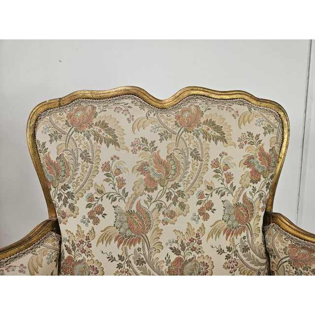 20th Century Italian Baroque Style Bergère Armchairs in Carved and Gilded Wood, Set of 2 For Sale - Image 8 of 18