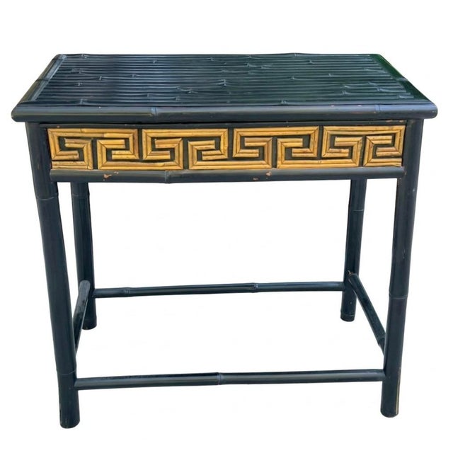 Chinoiserie Ebonized Bamboo Accent Table For Sale - Image 9 of 9