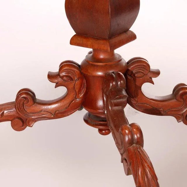 Antique Renaissance Revival Figural Carved Oval Marble Top Parlor Table, Cira 1880 For Sale - Image 12 of 13