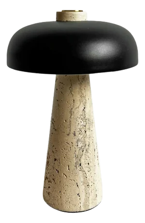 Porcini Travertine Black Table Lamp