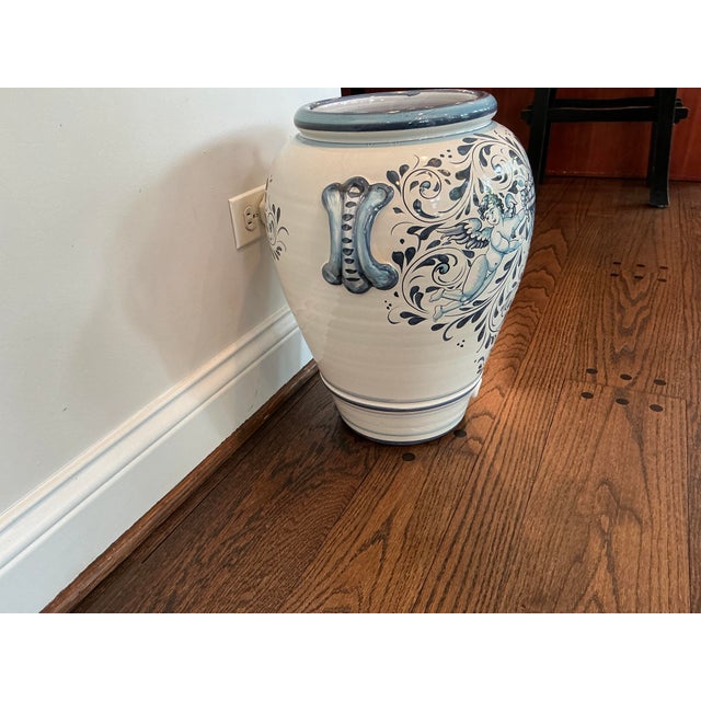 Ceramic 1970s Large Hand Painted Italian Ceramic Umbrella Stand / Floor Urn by Ceramiche La Ginestra For Sale - Image 7 of 8