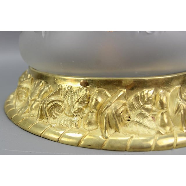 Metal French Art Nouveau Flush Mount in Bronze and Cut Glass, 1920 For Sale - Image 7 of 18