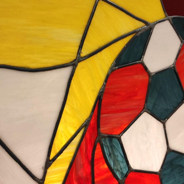 Artistic Leaded Glass Windows with Sports Theme, 1980s, Set of 2 For Sale - Image 9 of 11