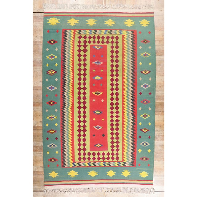 Vintage Indian Dhurrie Rug, 10'00 X 15'11 For Sale - Image 10 of 10