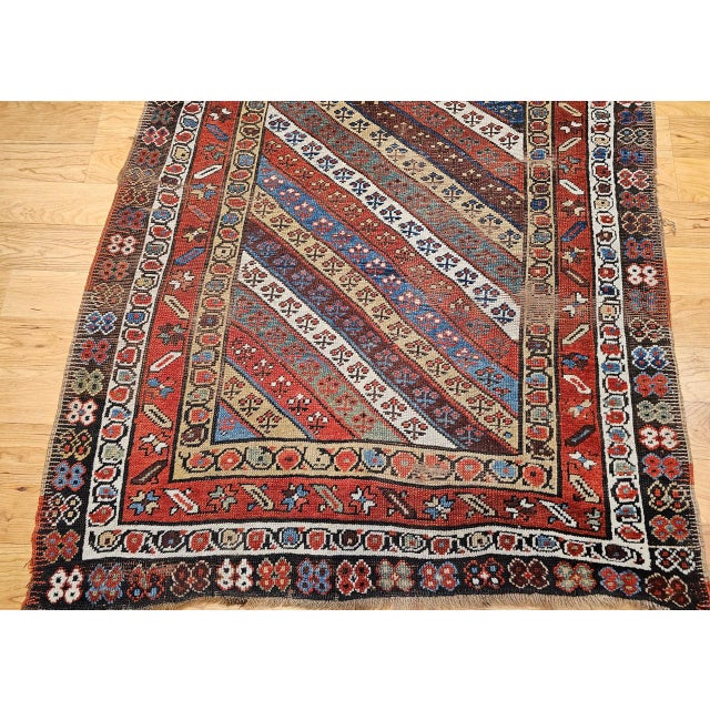 Antique Gendje Kazak Runner, Handwoven Wool, 19th Century Caucasus, 4' x 11' For Sale - Image 10 of 16