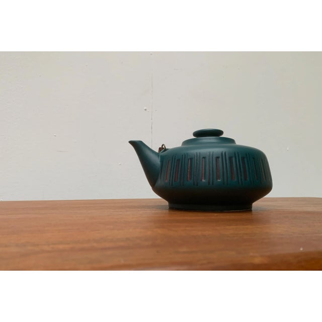 Vintage German Ceramic Teapot with Teak Handle For Sale - Image 5 of 18