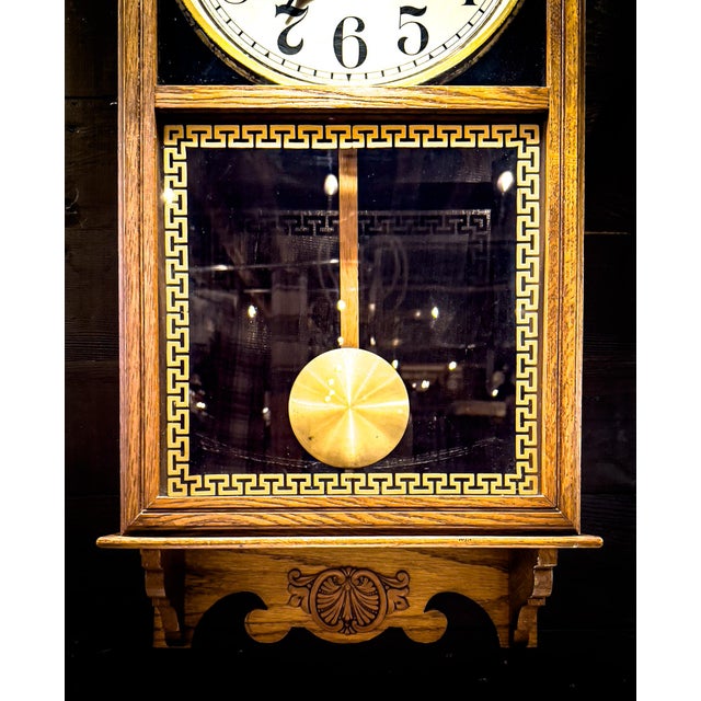 Early 20th Century Western Union Box Regulator Wall Clock With Key For Sale - Image 15 of 16