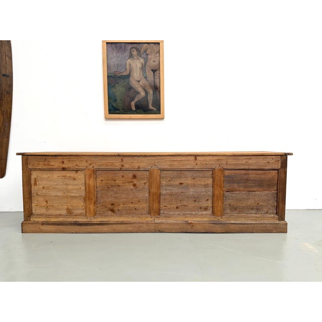 1920s Large Vintage Pine Trade Counter, 1920 For Sale - Image 5 of 18