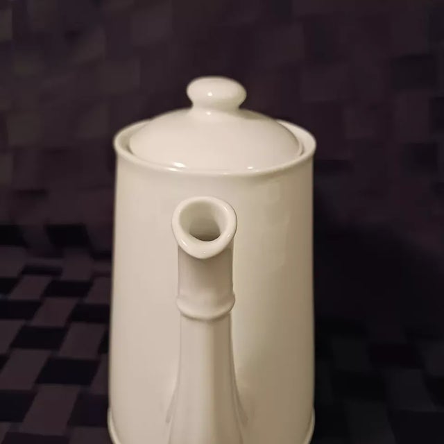 French Provincial Vintage Apilco France White Porcelain Coffee Pot For Sale - Image 3 of 7