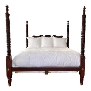 Ralph Lauren Carved Mahogany Four Poster King Bed For Sale