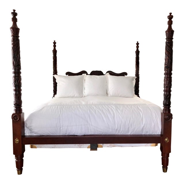 Ralph Lauren Carved Mahogany Four Poster King Bed Chairish