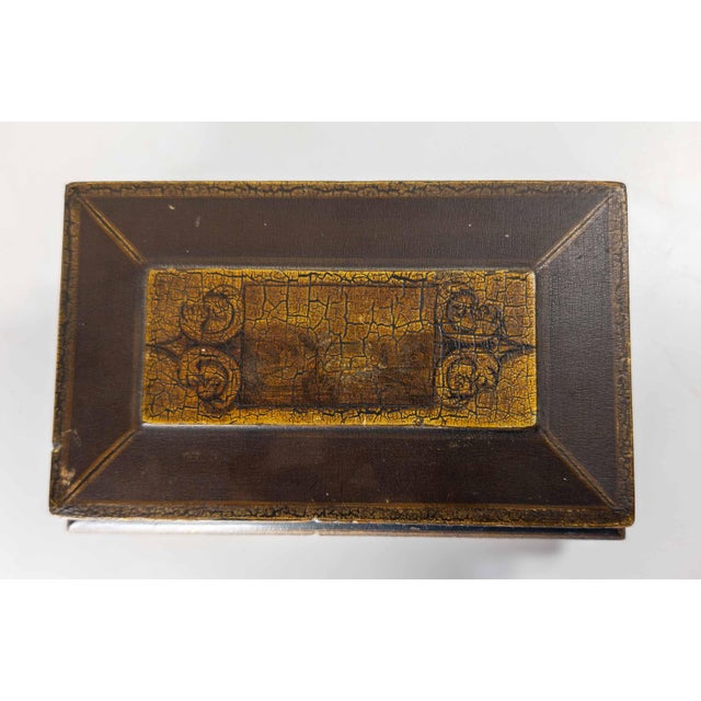 Brown 19th Century English Regency Egyptian Revival Sarcophagus Form Japanned Box For Sale - Image 8 of 16
