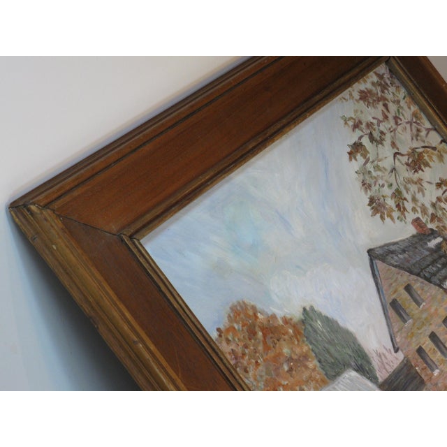 1980s Oil Painting Stone Mill Penypack Creek Homesburg Phila. Pa. Dorothy Strand, Framed For Sale - Image 6 of 14