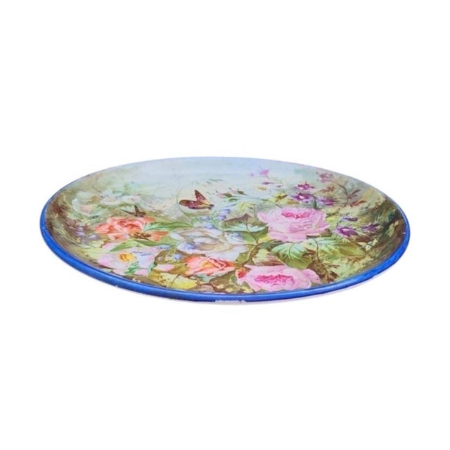 Late 19th Century Large 19th Century French Faience Roses Platter Creil & Montereau For Sale - Image 5 of 7