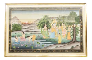 Indian Artist, Figurative Scene, 1970s, Canvas Painting, Framed