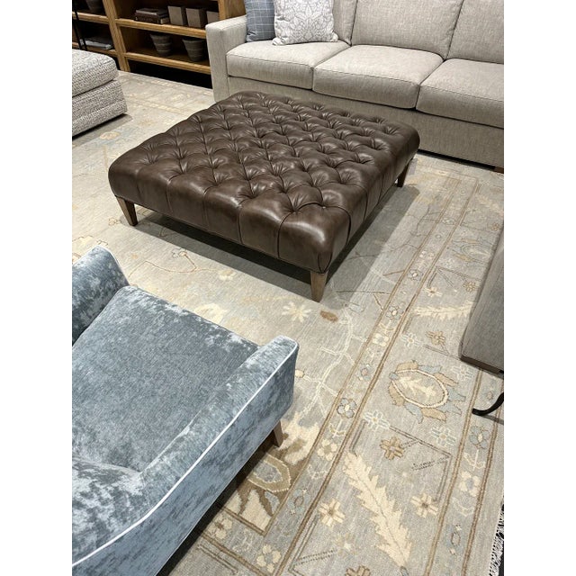 Modern Handknotted Oushak Rug in Muted Grey, Taupe & Sky Blue, 4' x 6' For Sale - Image 4 of 5