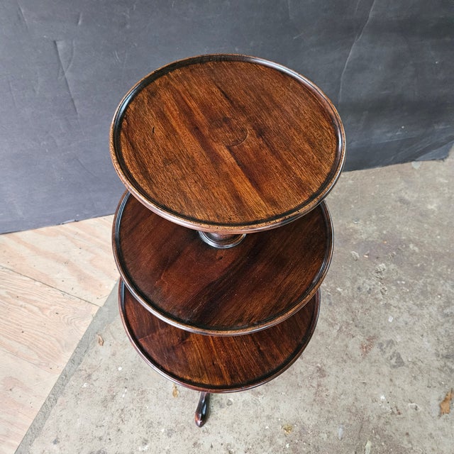 Late 19th Century Mahogany 3 Tier Spoon Foot Pedestal Base Dumbwaiter For Sale - Image 9 of 9