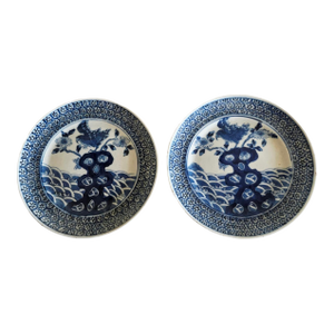 Pair of Antique Chinese Blue and White Plates