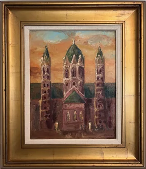 Original Oil Painting on Canvas – “Mainz Cathedral” by Rogov v.a., 2006, Framed