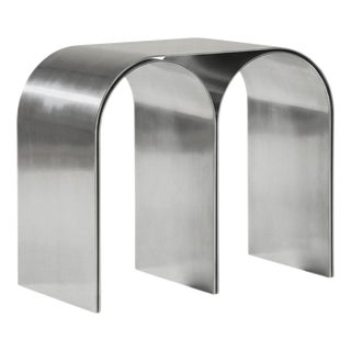 Silver Arch Stool in Polished Aluminium by Pietro Franceschini For Sale