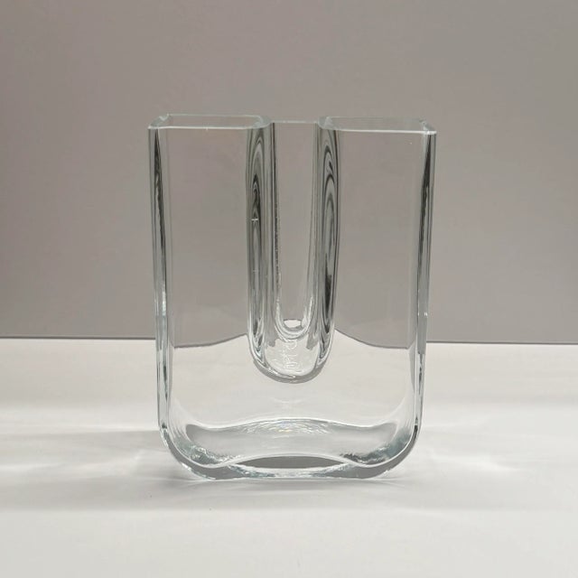 1970s Bertil Vallien for Kosta Boda Scandinavian Modernist U-Shaped Glass Vase For Sale - Image 12 of 12