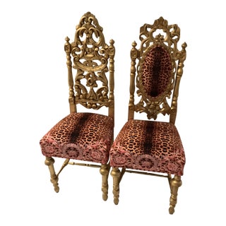 Vintage Alison in Wonderland Children Louis XVI Style Chairs With Versace Upholstery - a Pair For Sale