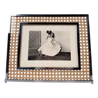 Picture Frame in Acrylic Glass, Cane Webbing and Chrome in the style of Christian Dior, 1970s For Sale