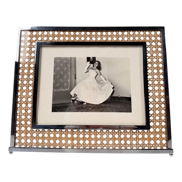 Picture Frame in Acrylic Glass, Cane Webbing and Chrome in the style of Christian Dior, 1970s For Sale