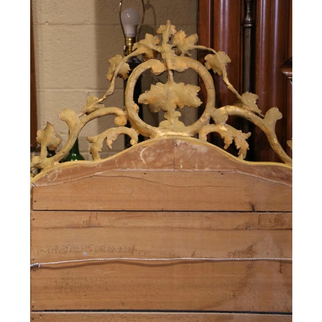 19th Century French Louis XV Giltwood Mirror With Carved Grape and Vine Crest For Sale - Image 9 of 9