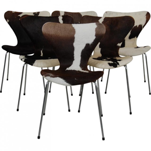 Seven Chairs in Cow Hide by Arne Jacobsen, 2000s, Set of 6 For Sale - Image 15 of 15