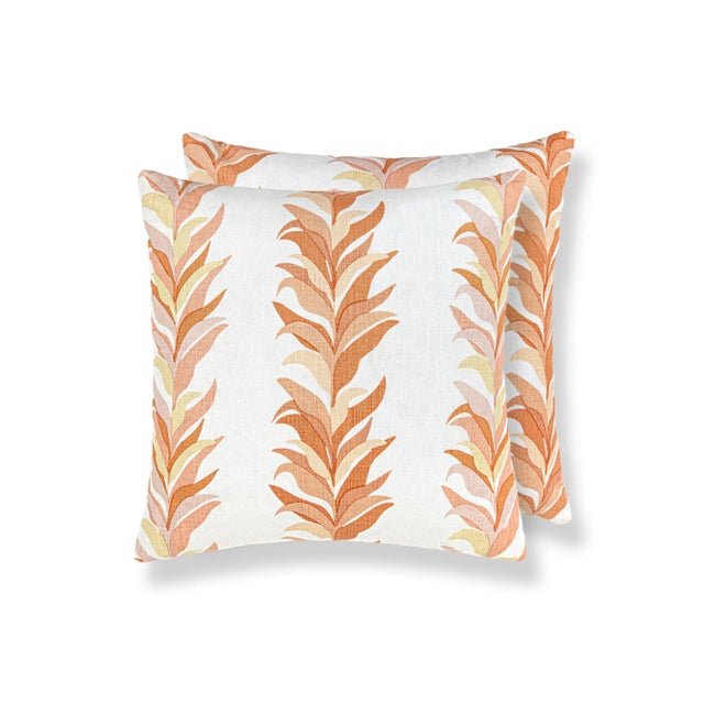 Contemporary The House Of Scalamandré Chira Island Square Pillow In Peach For Sale - Image 3 of 3