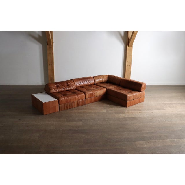 DS 88 Modular Sofa in Cognac Patchwork Leather from de Sede, Switzerland, 1970s, Set of 5 For Sale - Image 9 of 13