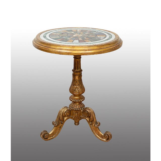 Antique 19th Century Louis Philippe Side Table in Gilded Wood with Marbled Inlay Top, France For Sale - Image 5 of 5