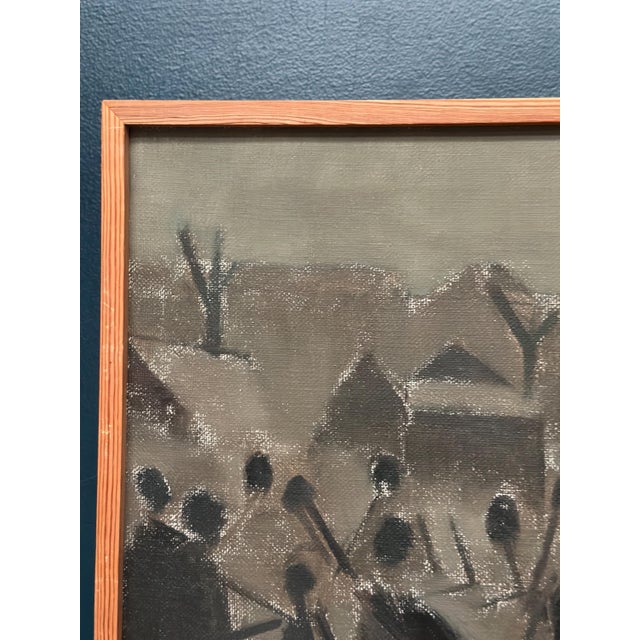 Sigfrid S, Landscape with Figures, 1960, Oil Painting on Canvas, Framed For Sale - Image 12 of 16