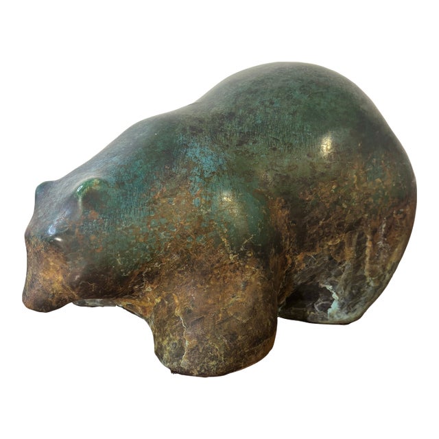 Vintage Tony Evans Raku Ceramic Bear Sculpture - Signed Studio For Sale