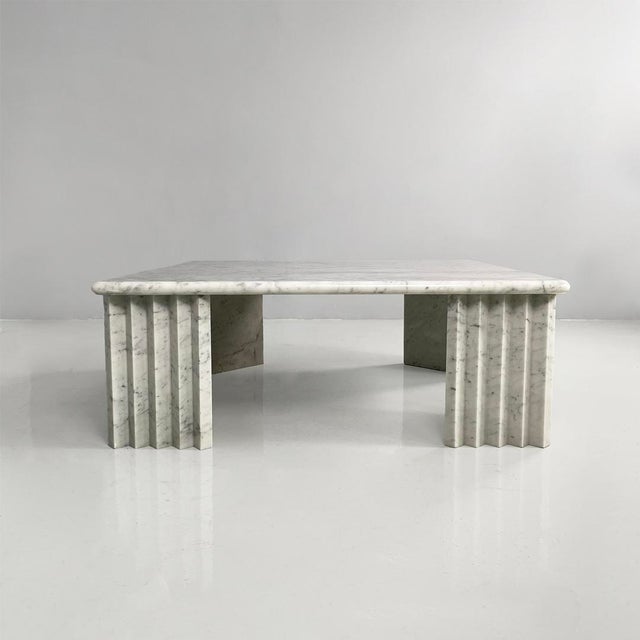 Italian Modern Rectangular Coffe Table in White Marble by Carlo Scarpa, 1980s, 1970s For Sale - Image 6 of 18