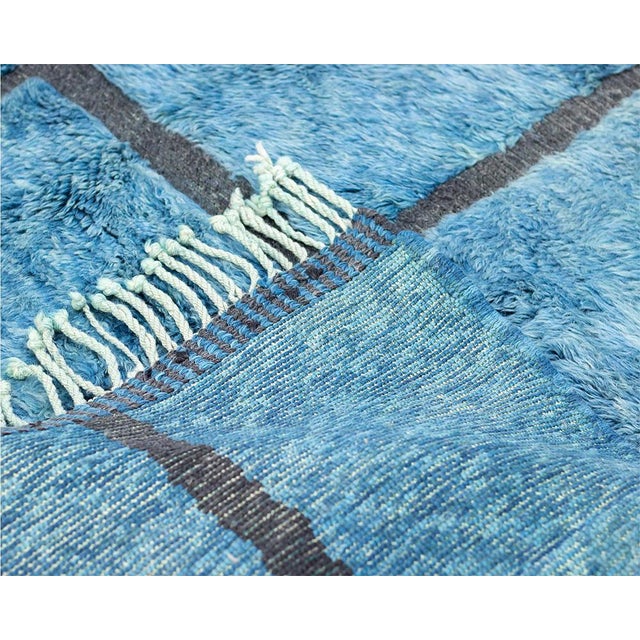 Hand-Knotted Wool Rug in Deep Blue and Black by Holomua For Sale - Image 6 of 9