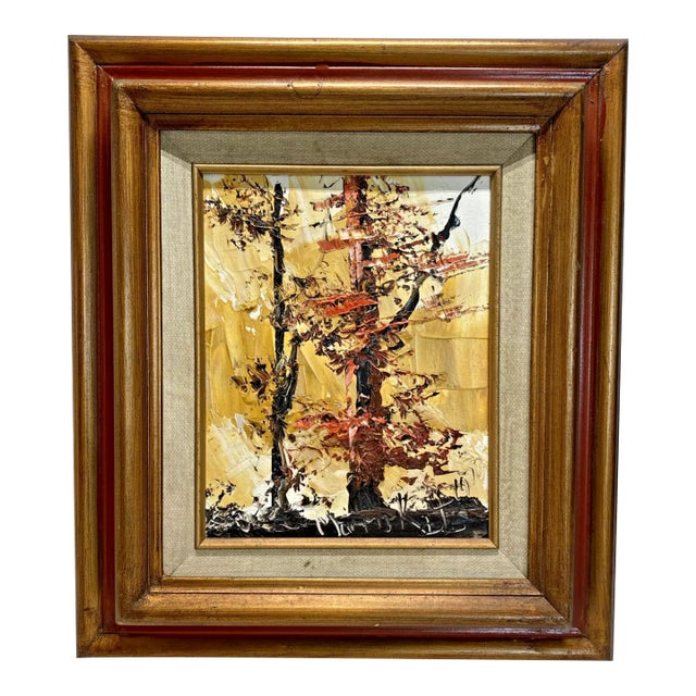 1970's Morris Katz Impressionist Oil Landscape Painting Autumn Trees For Sale