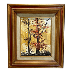 1970's Morris Katz Impressionist Oil Landscape Painting Autumn Trees
