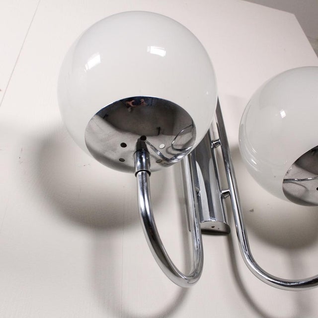 Mid-Century Modern Wall Lamps with Glass Shades, 1970s, Set of 2 For Sale - Image 3 of 14