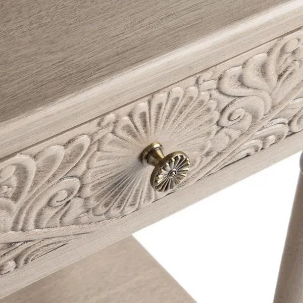 Wood Josie 1 Drawer Accent Table - Greige For Sale - Image 7 of 11