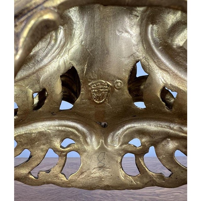 Vintage French Rococo Louis XV Style Revival Gilt Metal Mantel Clock For Sale - Image 12 of 14