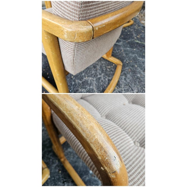 Vintage 70s MCM Style Bentwood Cantilever Upholstered Dining Chairs Set of 6 For Sale - Image 12 of 18