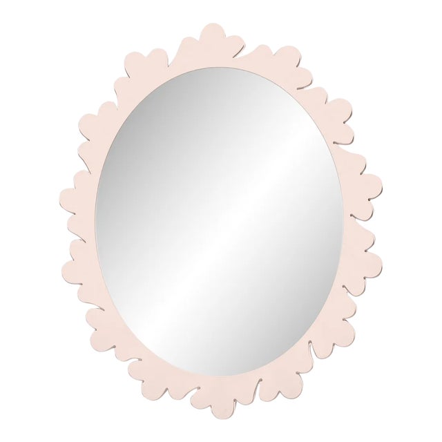 Fleur Home Garden District Arabella Oval Mirror in Pink Ground, 26x31 For Sale